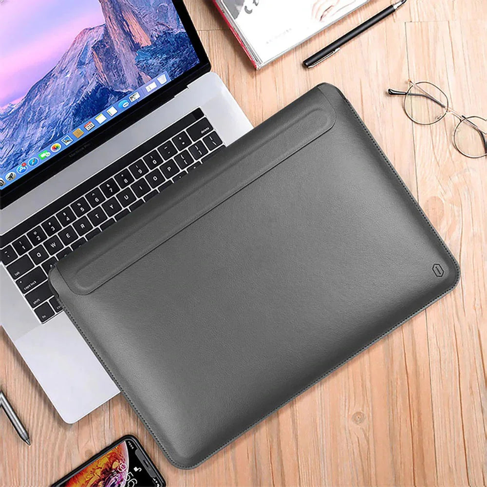 Wiwu Skin Pro Slim Stand Sleeve For Macbook Pro 16 - Gray - Tashqila Wiwu Skin Pro Slim Stand Sleeve For Macbook Pro 16 - Gray - Tashqila